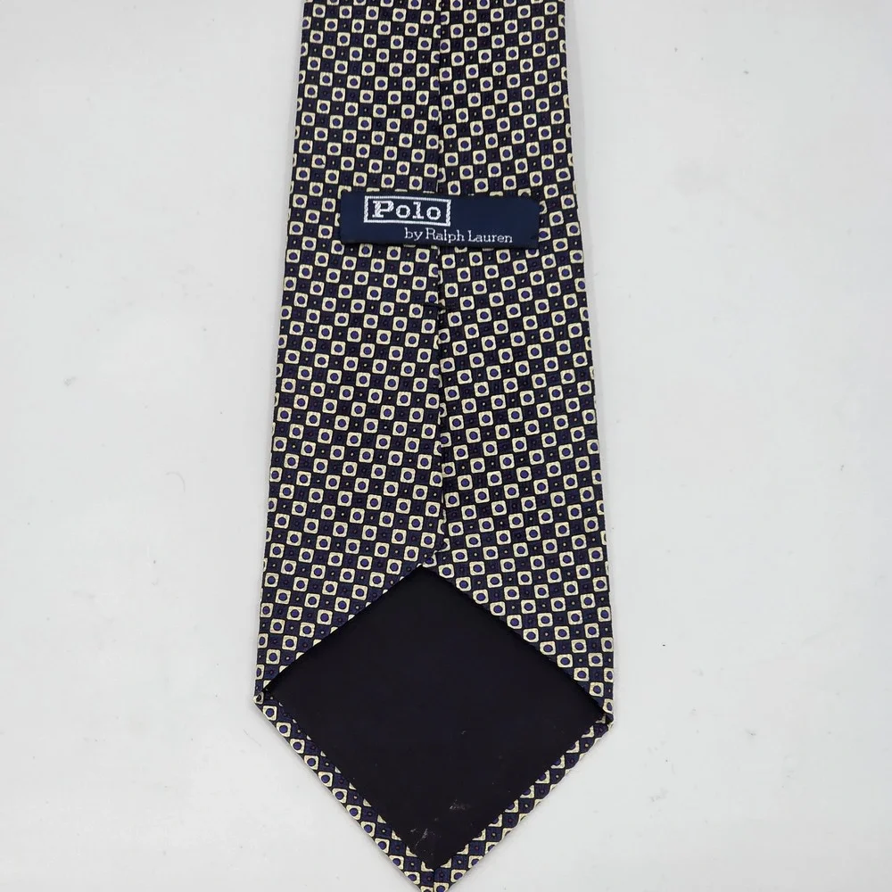 Vintage Polo Ralph Lauren Silk Tie Geometric Square Hand Woven Multicolor 54